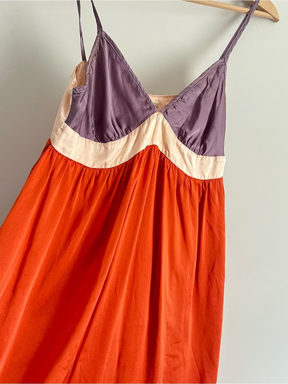 Velvet by Graham & Spencer Silk Orange Purple Colorblock Slip Dress Size Medium - Picture 5 of 10